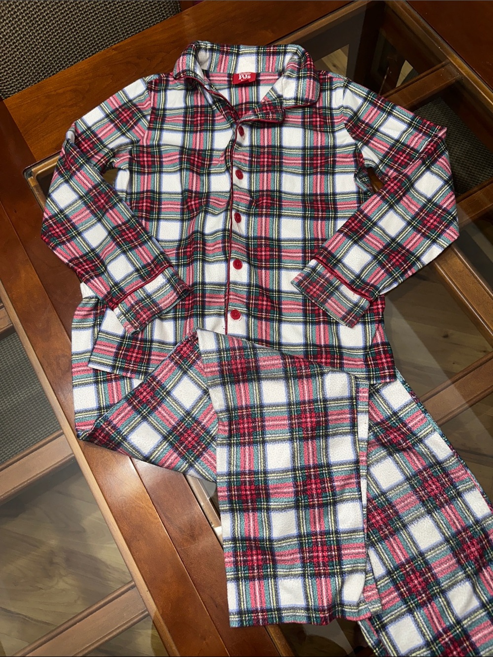 Macy's Holiday Lane Red, White and Green Plaid Kids Pajama Set, Family pjs